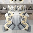 thumbnail image 1 of Feelyou Grey Yellow Striped Bedding Comforter Set 7 Pieces, Boho Abstract Stripes Full Bedding Set, Contemporary Lines Reversible Fitted Sheet Flat Sheet, Lightweight Room Decor, 1 of 8