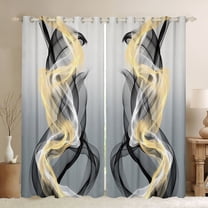 Feelyou Grey Yellow Striped Black Out Curtains, Boho Abstract Stripes Curtains Pack of 2 (42x63 Each), Contemporary Lines Bedroom Curtains, Curtains and Drapes Room Decor