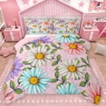 thumbnail image 1 of Feelyou Groovy Daisy Floral Queen Comforter Set, Rustic Vibrant Flower Bedding Sets, Girly Pink Cartoon Reversible Bedding Comforter Set, Ultra Soft Bedroom Decor, 3-Piece, 1 of 8