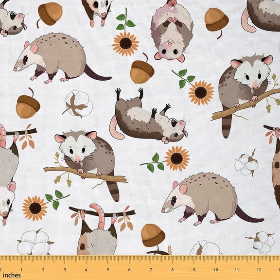Feelyou Guinea Pig Child Fabric by the Yard 1 Yard, Vibrant Sunflower Room Decor Fabric by the Yard, Cute Cartoon Hamster Animal Fabric for Sewing,Microfiber Bedroom Decor
