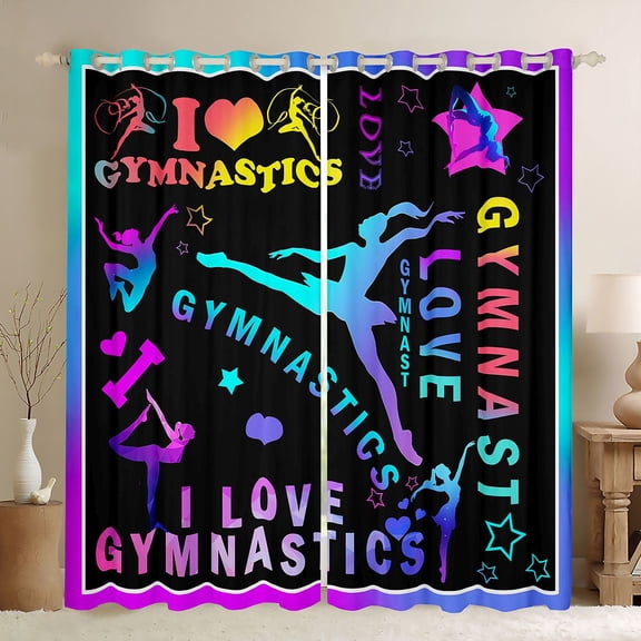 Feelyou Gymnastics Blackout Curtains Set of 2 (52x84 Each), Ballet Dance Window Curtains