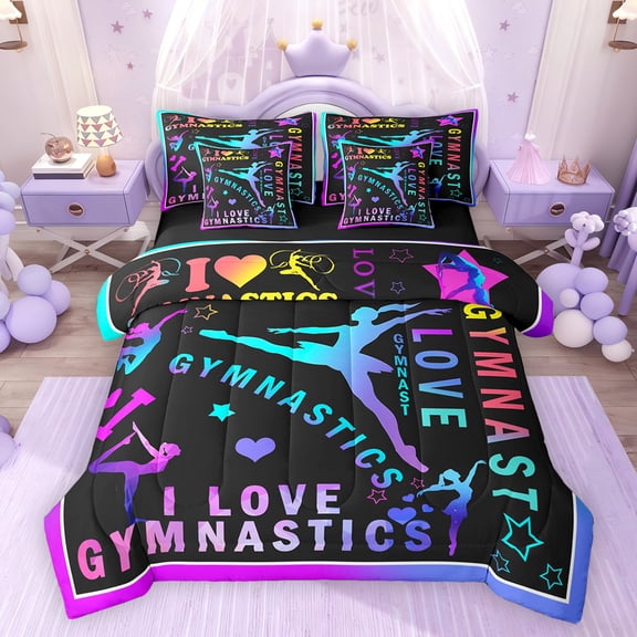 Feelyou Gymnastics Lover Bedding Comforter Set 7 Pieces, Ballet Dance Full Bedding Set