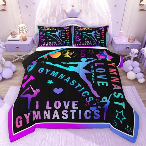 Feelyou Gymnastics Lover Queen Comforter Set, Ballet Dance Bedding Comforter Set, 3pcs