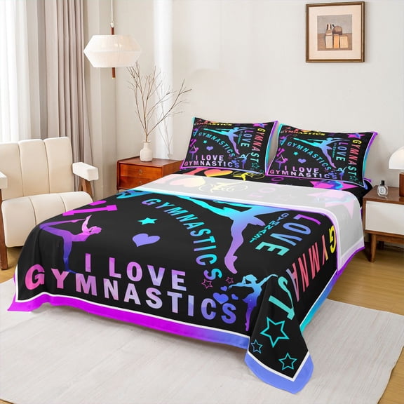 Feelyou Gymnastics Lover Twin Sheet Sets, Modern Ballet Dance Bedding, 3 Pieces