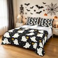thumbnail image 1 of Feelyou Halloween Ghost Flower Bed Sheets, Cute Polka Dot Full Size Sheets, 4-Piece, 1 Flat Sheet, 1 Fitted Sheet and 2 Pillowcases, 1 of 5