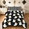 thumbnail image 1 of Feelyou Halloween Ghost Flower Queen Comforter Set, Cute Polka Dot Comforter Sets Queen, Black Reversible, 3-Piece, 1 Comforter and 2 Pillowcases, 1 of 7