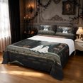 thumbnail image 1 of Feelyou Halloween Ghost King Sheets, Boho Moon Forest Castle Bedding, Gray White, 4 Pieces, 1 Flat Sheet, 1 Fitted Sheet and 2 Pillowcases, 1 of 5