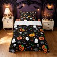 thumbnail image 1 of Feelyou Halloween Ghost Pumpkin Twin Sheets, Spooky Bat Skull Bedding, Black, 3-Piece, 1 Flat Sheet, 1 Fitted Sheet and 1 Pillowcase, 1 of 5