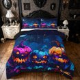 thumbnail image 1 of Feelyou Halloween Pumpkin Moon Full Size Comforter Sets, Boho Star Sky Bedding Comforter Set, Purple Blue, Black Reversible, 3pcs, 1 Comforter and 2 Pillowcases, 1 of 7