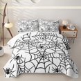 thumbnail image 1 of Feelyou Halloween Spider Web Quilt Full, Spooky Animal Full Bedspread Sets, Black White, 3 Pieces, 1 Comforter and 2 Pillowcases, 1 of 7
