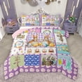 thumbnail image 1 of Feelyou Happy Easter Teens Bedding Comforter Set, Kawaii Bunnies Animal Twin Comforter Sets, Purple Cartoon Patchwork Reversible Bedding Set, Cute Super Cozy Room Decor, 2 Pieces, 1 of 9