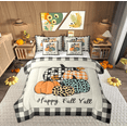 thumbnail image 1 of Feelyou Happy Fall Yall Bedding Comforter Set 7-Piece, Black Grey Buffalo King Bedding Sets, Autumn Harvest Pumpkin Bed Sheets, Breathable Home Decor, 1 of 7