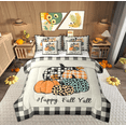 thumbnail image 1 of Feelyou Happy Fall Yall Bedding Comforter Set 7 Pieces, Black Grey Buffalo Full Bedding Set, Autumn Harvest Pumpkin Fitted Sheet Flat Sheet, Breathable Home Decor, 1 of 7