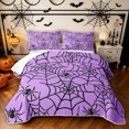 thumbnail image 1 of Feelyou Happy Halloween Spider Web Twin Quilt Set, Spooky Animal Twin Coverlet Set, Purple Black, 2-Piece, 1 Comforter and 1 Pillowcase, 1 of 7