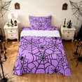 thumbnail image 1 of Feelyou Happy Halloween Spider Web Twin Sheets, Spooky Animal Bedding, Purple Black, 3-Piece, 1 Flat Sheet, 1 Fitted Sheet and 1 Pillowcase, 1 of 5
