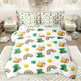 thumbnail image 1 of Feelyou Happy St. Patrick's Day Kids Bedding Comforter Set 7pcs, Seasonal Spring Holiday Queen Bedding Sets, Cartoon Shamrock Reversible Queen Sheet Sets, Luxury Bedroom Decor, 1 of 7