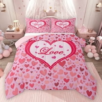 Feelyou Happy Valentine's Day Bedding Comforter Set, Pink Watercolor Twin Comforter Sets, Romantic Love Theme Reversible Bedding Set, Super Cozy Room Decor, 2-Piece