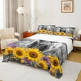 thumbnail image 1 of Feelyou Highland Cattle Bed Sheets, Rustic Vibrant Sunflower King Sheets, Kawaii Farmhouse Animal Sheet Set, Breathable Home Decor, 4pcs, 1 of 7