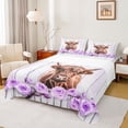 thumbnail image 1 of Feelyou Highland Cow Full Size Sheets, Dreamy Purple Rose Flower Bed Sheets, Rustic Animal Sheet Sets, Breathable Home Decor, 4pcs, 1 of 7