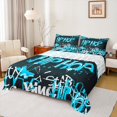 thumbnail image 1 of Feelyou Hip Hop Music Twin Sheet Sets for Child, Black Blue Graffiti Twin Fitted Sheet, Street Artwork Flat Sheet, Microfiber Bedroom Decor, 3 Pieces, 1 of 7