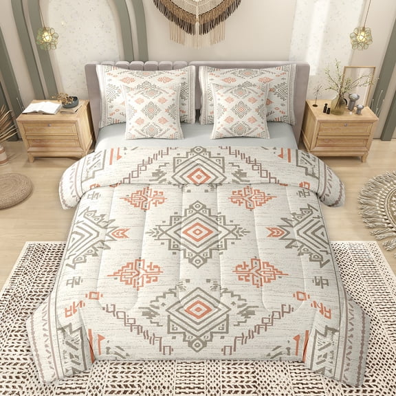 Feelyou Hippie Aztec Adult Comforter Set 7pcs, Southwestern Damask Queen Bedding Sets