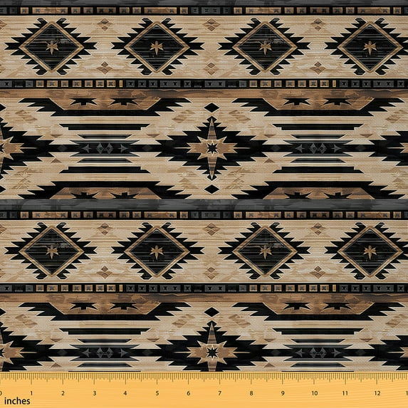 Feelyou Hippie Aztec Fabric by the Yard 1 Yard, Pale Brown Home Decor Fabric by the Yard, Vintage Bohemian Western Sewing Fabric, Lightweight Room Decor