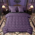 thumbnail image 1 of Feelyou Hippie Bat Twin Bedding Sets 7-Piece, Purple Damask Flower Bedding Comforter Set, 1 of 8