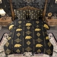 thumbnail image 1 of Feelyou Hippie Bear Bedding Comforter Set 7pcs, Yellow Damask Aztec Queen Bedding Sets, 1 of 8