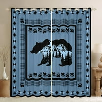 Feelyou Hippie Bear Teens Black Out Curtains, Rustic Countryside Cabin Curtains Pack of 2 (42x63 Each), Western Tribal Aztec Bedroom Curtains, Curtains and Drapes Decor
