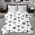 thumbnail image 1 of Feelyou Hippie Bohemian Aztec Bedding Comforter Set 7pcs, White Black Triangle King Bedding Sets, Southwestern Theme Reversible Bed Sheets, Ultra Soft Bedroom Decor, 1 of 7