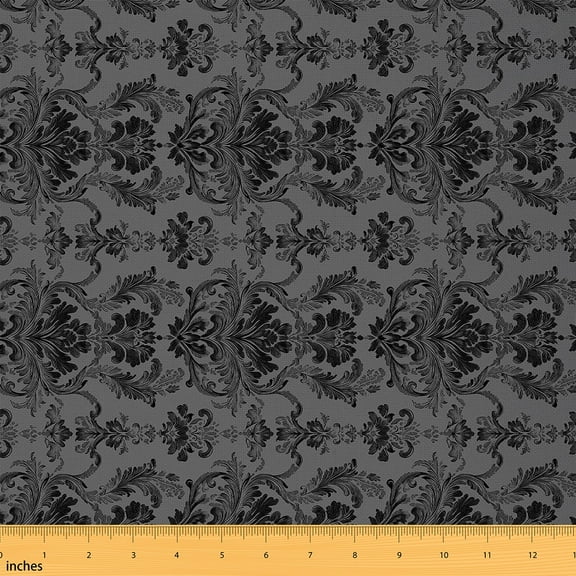 Feelyou Hippie Damask Child Fabric by the Yard 2 Yards, Vintage Flower Print Home Decor Fabric by the Yard, Mystic Tribal Style Sewing Fabric, Super Cozy Room Decor