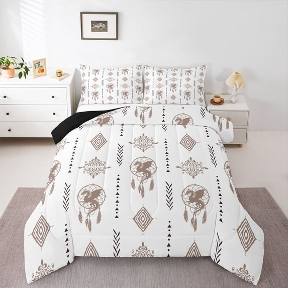 Feelyou Hippie Dreagon Damask Twin Comforter Sets, Boho Dreamcatcher Bedding Set, 2 Pieces