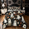 thumbnail image 1 of Feelyou Hippie Halloween Ghost Full Size Comforter Sets, Orange Bohe,ian Floral Bedding Comforter Set,, Black Reversible, 3-Piece, 1 Comforter and 2 Pillowcases, 1 of 7