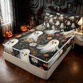 thumbnail image 1 of Feelyou Hippie Halloween Ghost Zipper Full Size Comforter Sets with Fitted Sheet and 2 Pillowcases, Orange Bohe,ian Floral Zipper Bedding Set,, Black Reversible, 4-Piece, 1 of 7
