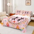 thumbnail image 1 of Feelyou Hippie Leopard Twin Sheet Sets, Pink Boho Flower Leaf Bedding, 3 Pieces, 1 of 7