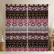 Feelyou Hippie Triangle Aztec Black Out Curtains, Boho Rustic Farmhouse Curtains Pack of 2 (42x63 Each), Mandala Western Fashion Bedroom Curtains, Curtains and Drapes Decor