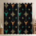 thumbnail image 1 of Feelyou Hippie Tribal Aztec Black Out Curtains for Adult, Retro Triangle Abstract Curtains Pack of 2 (42x63 Each), Southwestern Bedroom Curtains, Window Curtains Home Decor, 1 of 6