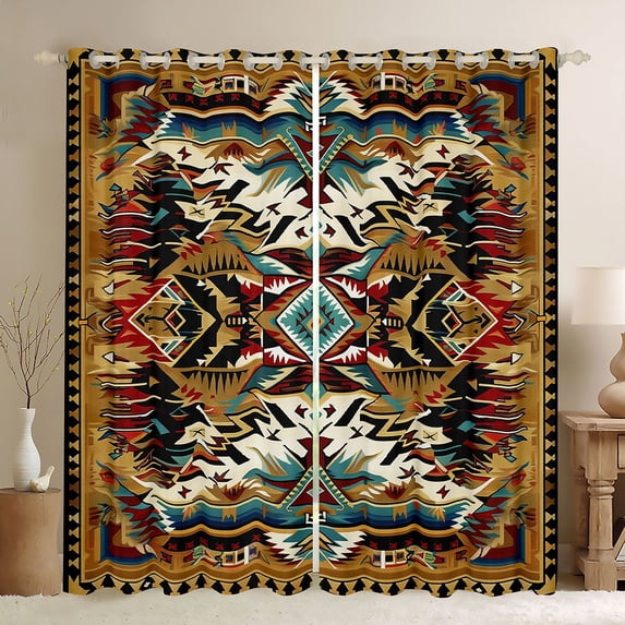 Feelyou Hippie Tribal Aztec Blackout Curtains Set of 2 (52x84 Each), Retro Boho Mandala Window Curtains, Teens Adult Women Men Curtains and Drapes, Blackout Curtains Room Decor