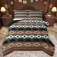 thumbnail image 1 of Feelyou Hippie Tribal Aztec Full Size Comforter Sets, Brown Teal Triangle Bedding Comforter Set, Woodland Bear Animal Reversible Bedding Sets, Breathable Home Decor, 3 Pieces, 1 of 8