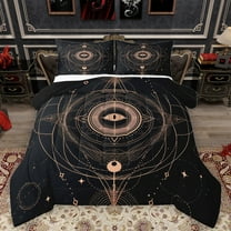 Feelyou Hippie Tribal Eye Bedding Comforter Set, Mystic Stripes Abstract Twin Comforter Sets, Boho Stars Moon Galaxy Reversible Bedding Set, Microfiber Bedroom Decor, 2pcs