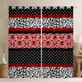 thumbnail image 1 of Feelyou Hippie Western Damask Black Out Curtains, Modern Abstract Ombre Red Curtains Pack of 2 (42x63 Each), Teens Adult Women Bedroom Curtains, Blackout Curtains Room Decor, 1 of 7
