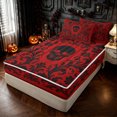 thumbnail image 1 of Feelyou Hippie Western Skull Zipper Queen Comforter Set with Fitted Sheet and 2 Pillowcases, Boho Damask Floral Zipper Bedding Set, Red Black, Black Reversible, 4pcs, 1 of 7