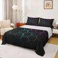 thumbnail image 1 of Feelyou Honeycomb Abstract Teen Bed Sheets, Green Pink Rectangle King Sheets, 4pcs, 1 of 7