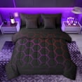 thumbnail image 1 of Feelyou Honeycomb Bedding Comforter Set 7pcs, Abstract Ombre Purple Red Full Bedding Set, 1 of 8