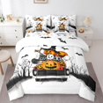 thumbnail image 1 of Feelyou Horror Ghost Child Bedding Comforter Set 7pcs, Pumpkin Bat Print Queen Bedding Sets, Gothic Halloween Theme Reversible Queen Sheet Sets, Lightweight Room Decor, 1 of 7