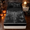 thumbnail image 1 of Feelyou Horror Hippie Bat Zipper Queen Comforter Set with Fitted Sheet and 2 Pillowcases, Spooky Halloween Zipper Bedding Set, Black Gray, Black Reversible, 4-Piece, 1 of 7