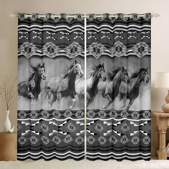 Feelyou Horse Animal Adult Curtains Pack of 2 (42x84 Each), Tribal Aztec Curtains Blackout
