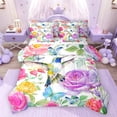 thumbnail image 1 of Feelyou Hummingbird Flower Women Bedding Comforter Set 7pcs, Chinese Queen Bedding Sets, 1 of 8