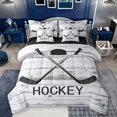 thumbnail image 1 of Feelyou Ice Hockey Bedding Comforter Set 7pcs, Grey Rustic Cabin Queen Bedding Sets, 1 of 8