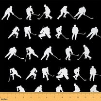 Feelyou Ice Hockey Fabric by the Yard 1 Yard for Kids, American Sports Home Decor Fabric by the Yard, Cartoon Sport Theme Sewing Fabric, Ultra Soft Home Decor